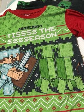 Justice Minecraft Green and Red Creeper Holiday Pajama Top